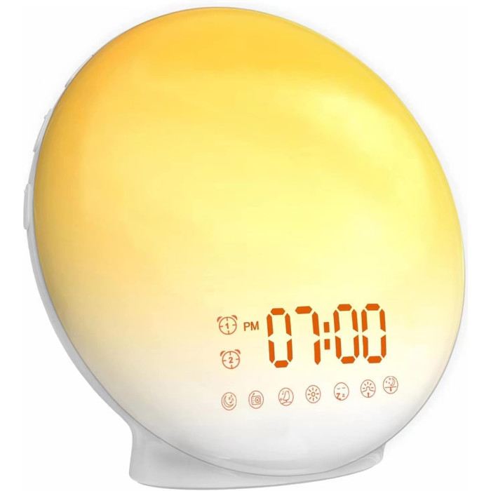 Світловий будильник Wake Up Light ACA-002-B з імітацією сходу та заходу сонця, подвійним будильником і 7 ​​природних звуків