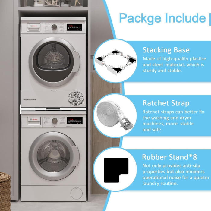 Універсальний комплект для встановлення пральних машин та сушарок Watchen machine and Dryer White