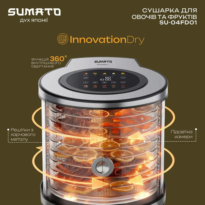 Сушарка для овочів та фруктів SUMATO SU-04FD01