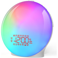 Световой будильник YAZEKY Wake Up Light имитацией восхода и заката, FM-ради, двойным будильником и 7 естественных звуков
