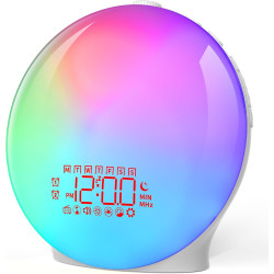 Світловий будильник YAZEKY Wake Up Light імітацією сходу та заходу сонця, FM-раді, подвійним будильником і 7 ​​природних звуків