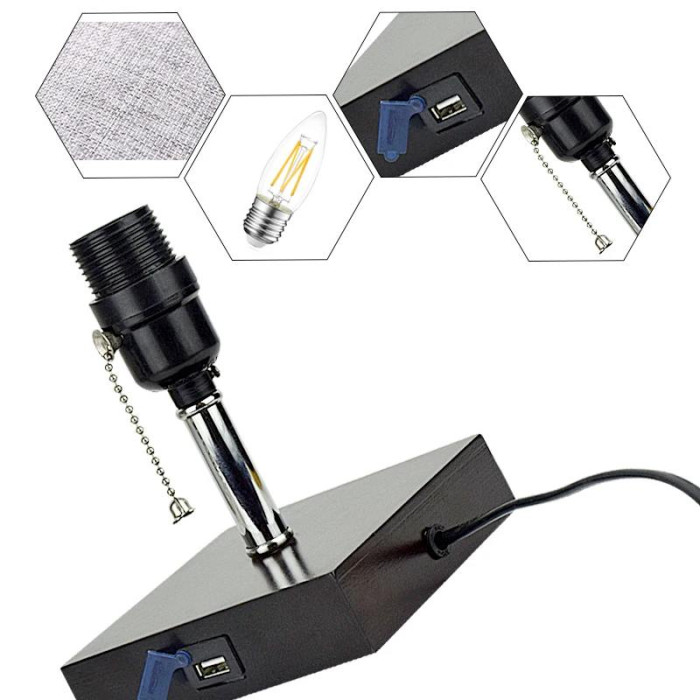 USB-ліжкова настільна лампа (Торшер) Grey Square Fab