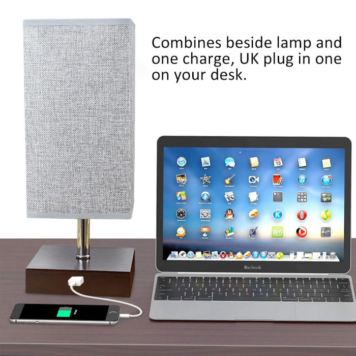 USB-ліжкова настільна лампа (Торшер) Grey Square Fab