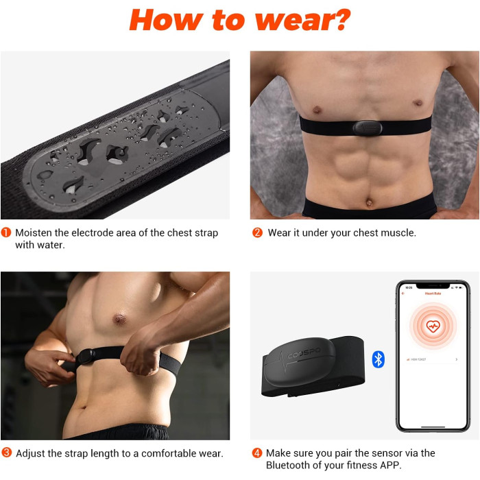 Нагрудний монітор серцевого ритму COOSPO H6 Black