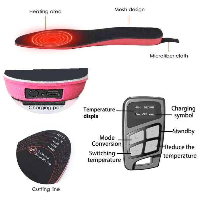 Устілки з підігрівом бездротові Heating Insoles з пультом керування Чорний (Black)