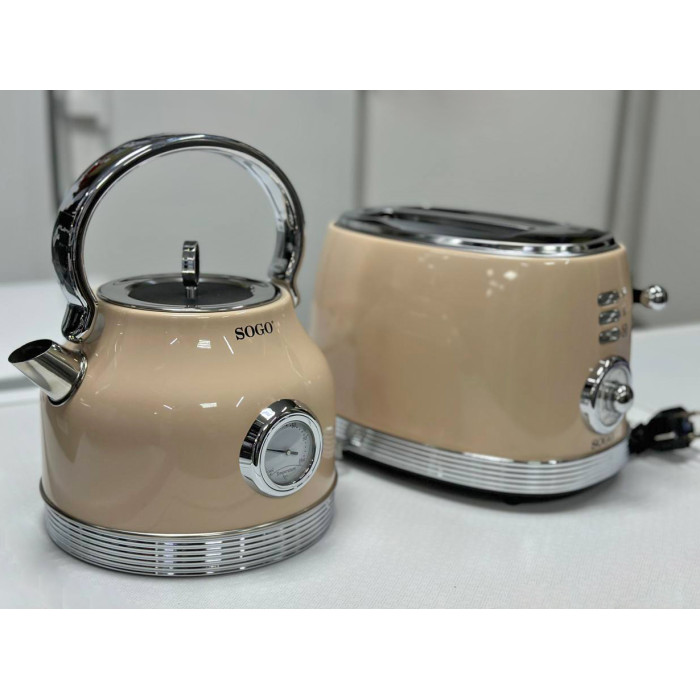 Тостер у стилі ретро SOGO TOS-SS-5470 Beige з нержавіючої сталі