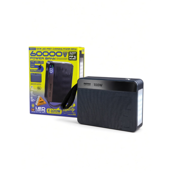 Повербанк REMAX FP-6 60000 mAh з ліхтарем Синій (Navy Blue)