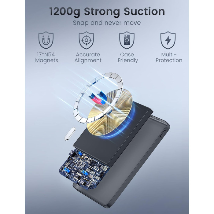 Портативний магнітний повербанк RORRY D14 5000mAh MagSafe Power Bank Ultra Slim