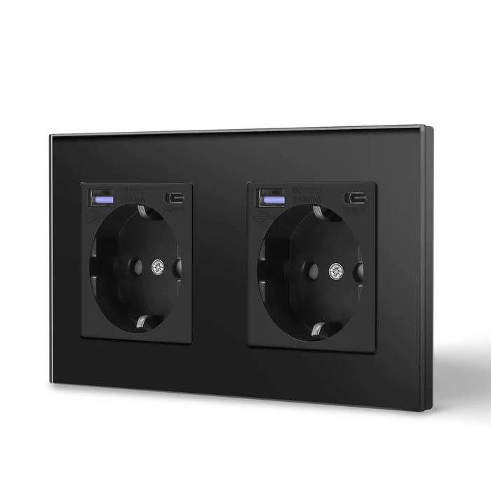 Розумна настінна розетка BSEED із вбудованим виходом USB-C з підтримкою швидкого заряджання 20 Вт Black