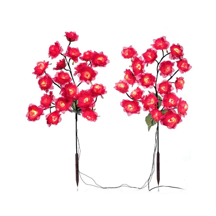Светодиодные садовые 40 текстильных роз Pink Roses